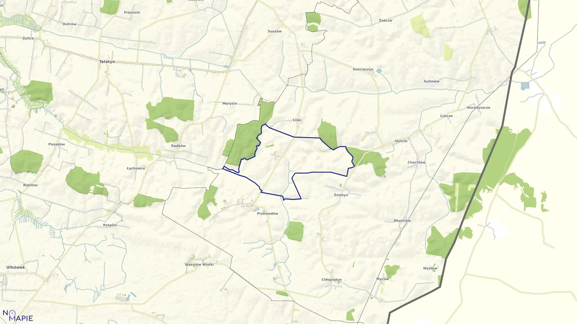 Mapa obrębu Białystok w gminie Dołhobyczów