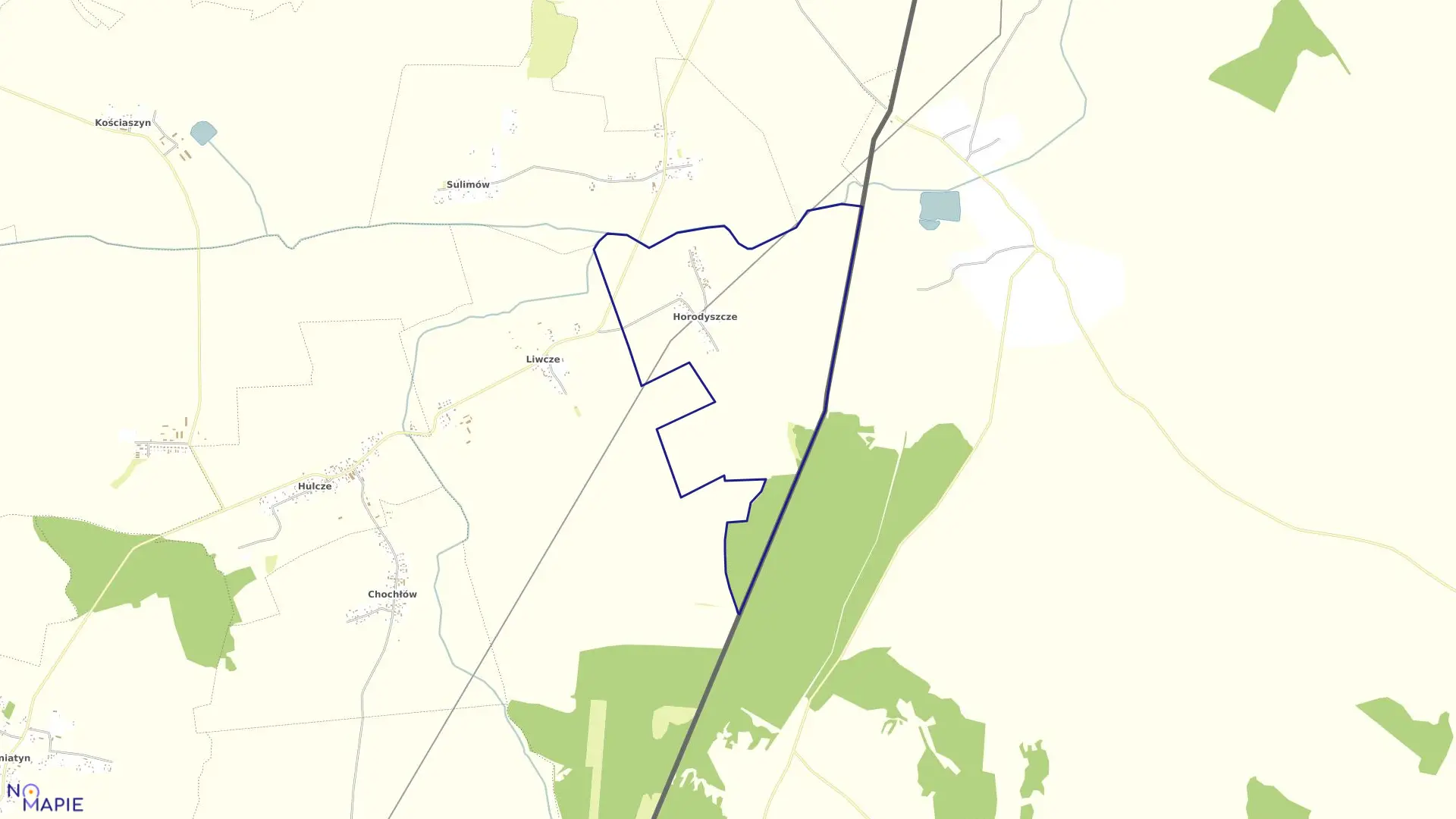 Mapa obrębu Horodyszcze w gminie Dołhobyczów