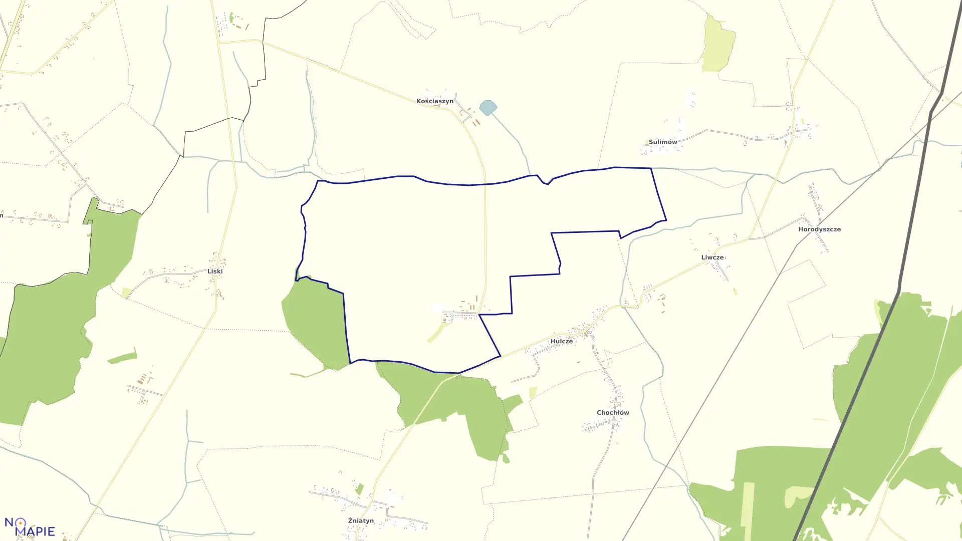 Mapa obrębu Hulcze PGR w gminie Dołhobyczów