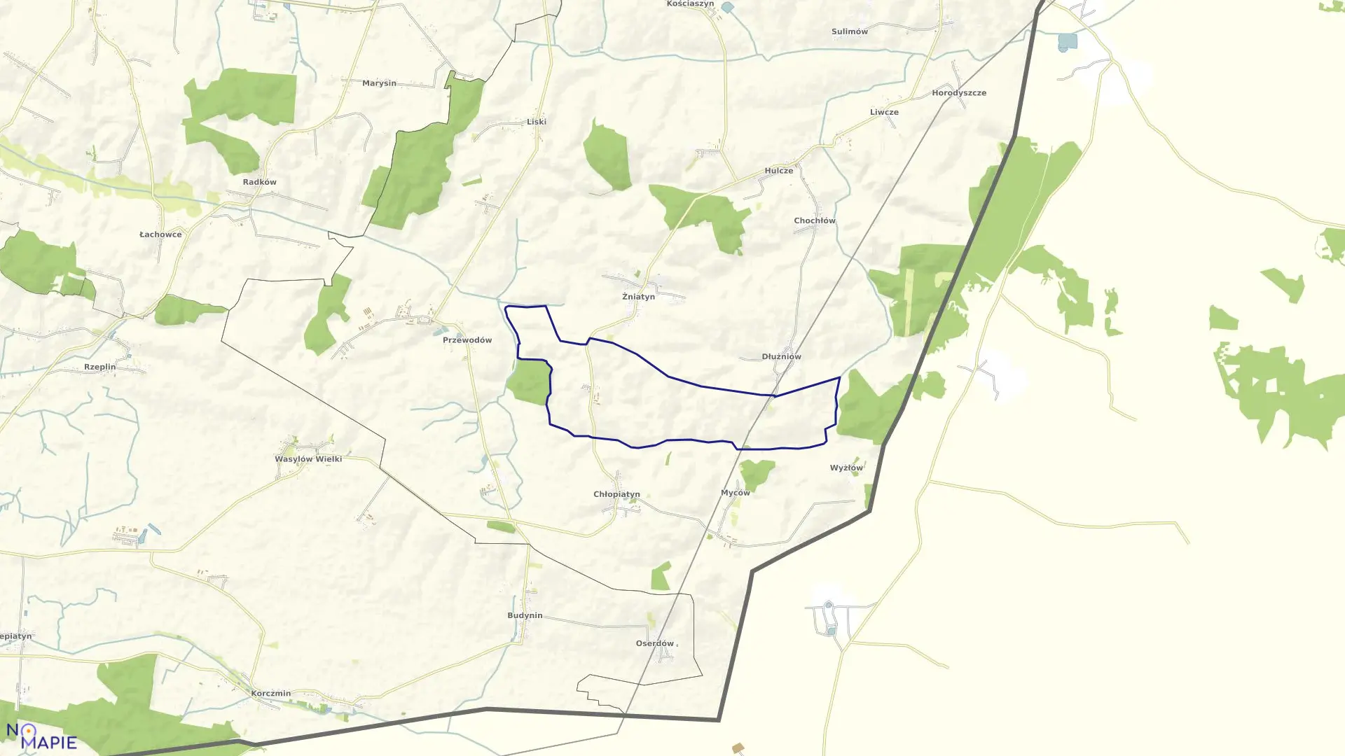 Mapa obrębu Majdan w gminie Dołhobyczów