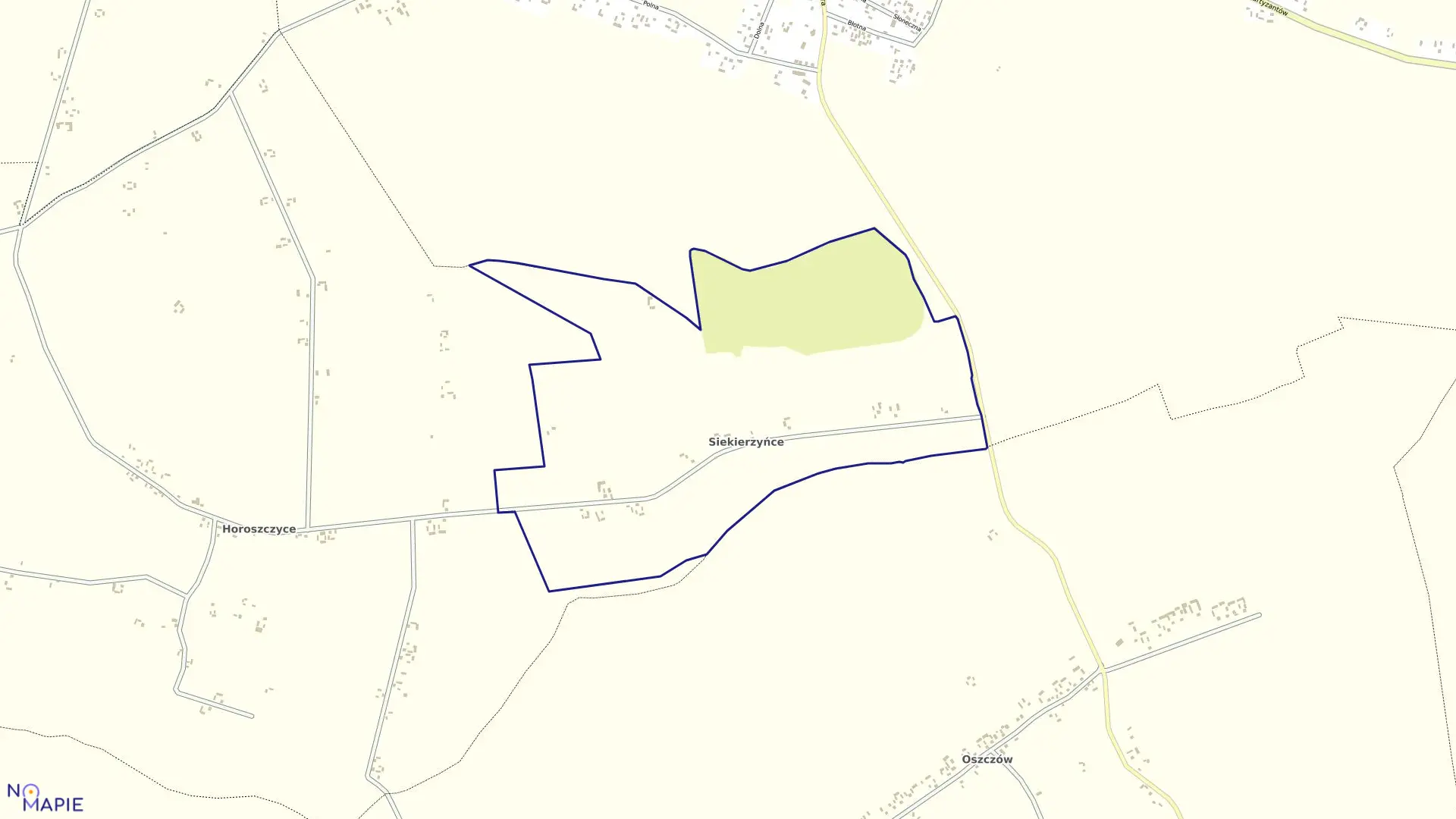 Mapa obrębu Siekierzyńce w gminie Dołhobyczów