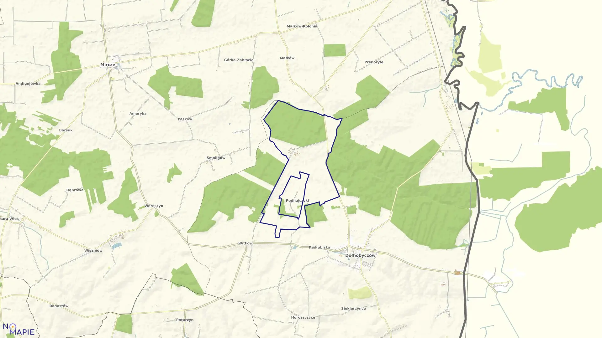 Mapa obrębu Wólka Poturzyńska w gminie Dołhobyczów